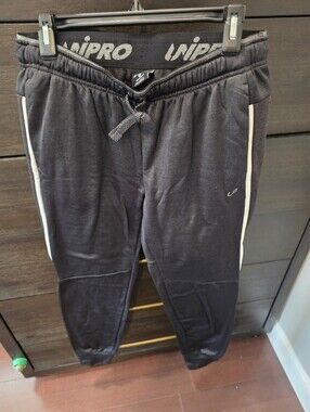 Youth Black Jogger Sweatpants with White Side Stripe